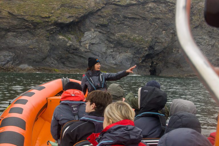 Image from on the Padstow rib. Guide talks and points out features of interest