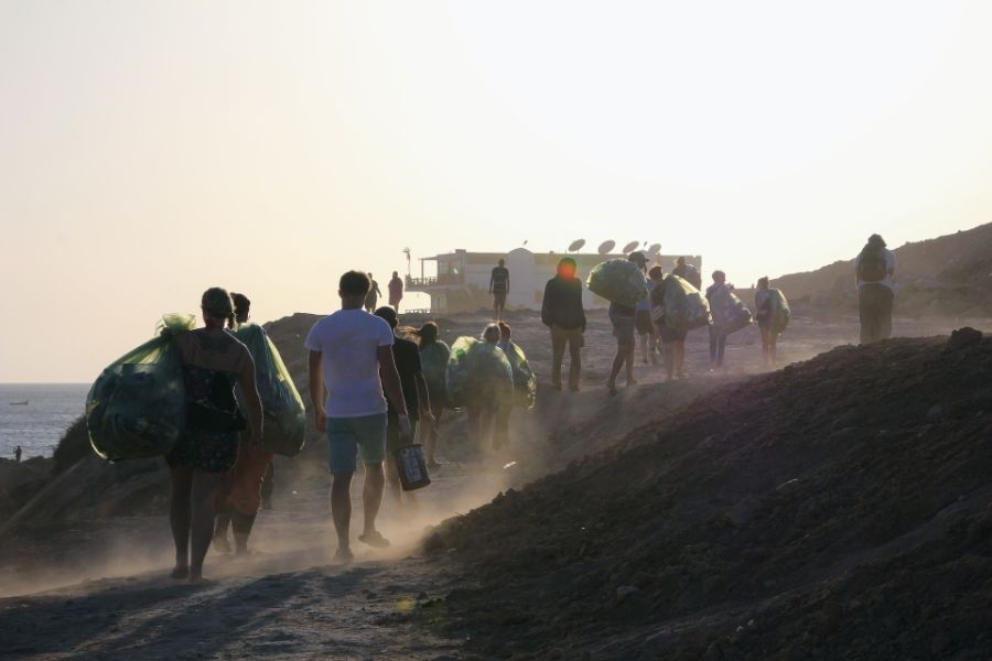 Group of people doing a beach clean