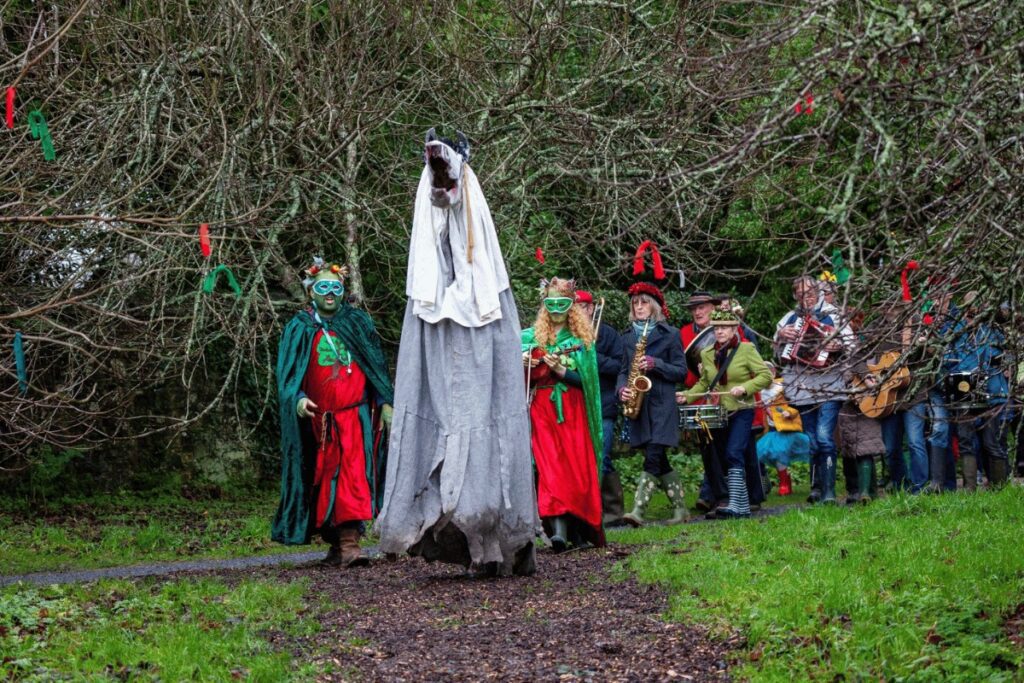 wassailing at Cotehele christmas events in cornwall